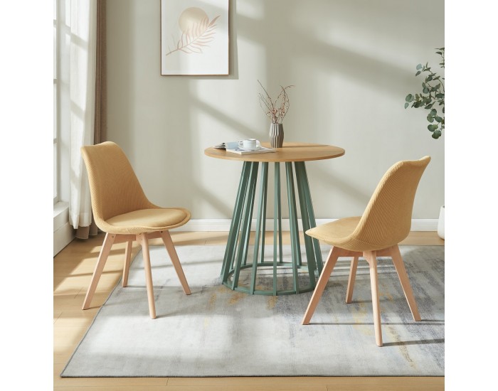 Трапезен стол Fläten комплект 6 рипсено рипсено жълто []