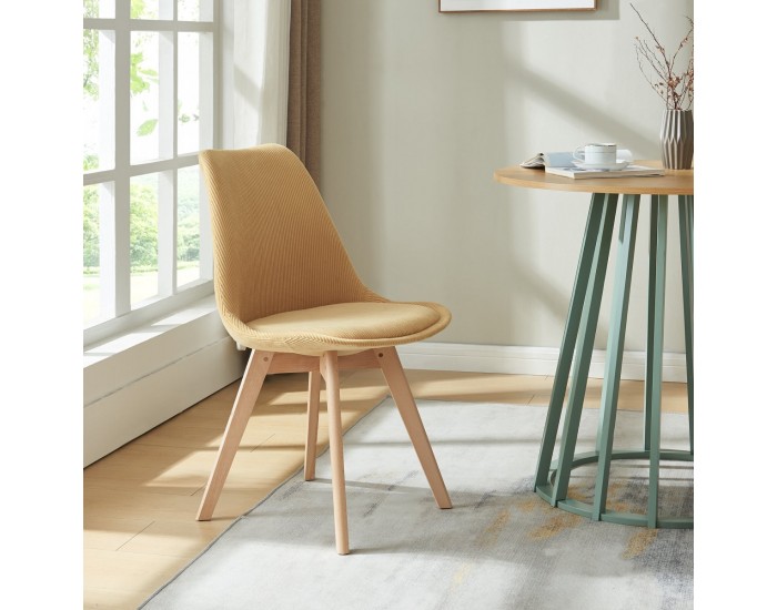 Трапезен стол Fläten комплект 6 рипсено рипсено жълто []