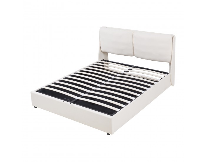 Тапицирано легло Lunner с кутия за легло 160x200 см бежово []