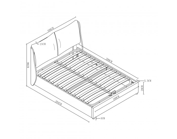 Тапицирано легло Lunner с кутия за легло 160x200 см бежово []