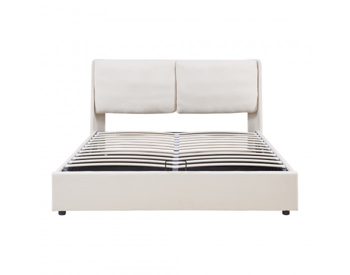 Тапицирано легло Lunner с кутия за легло 160x200 см бежово []