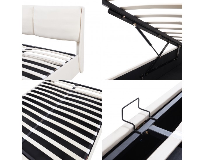 Тапицирано легло Lunner с кутия за легло 160x200 см бежово []