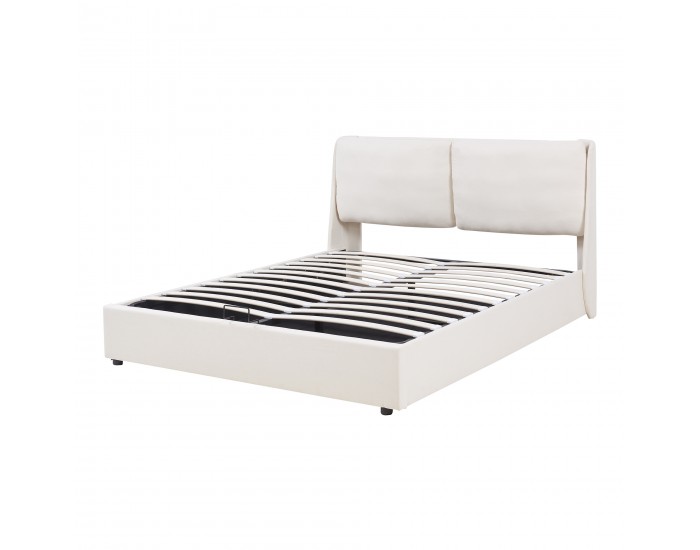 Тапицирано легло Lunner с кутия за легло 160x200 см бежово []