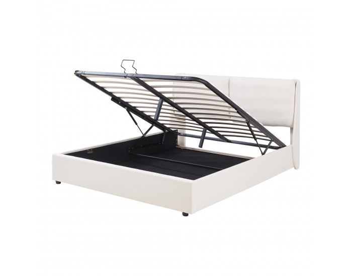 Тапицирано легло Lunner с матрак 160x200 см бежово []