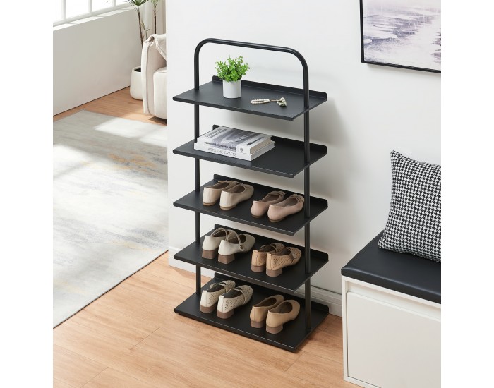 Поставка за обувки Poytya стомана 119x60x32 см черен []