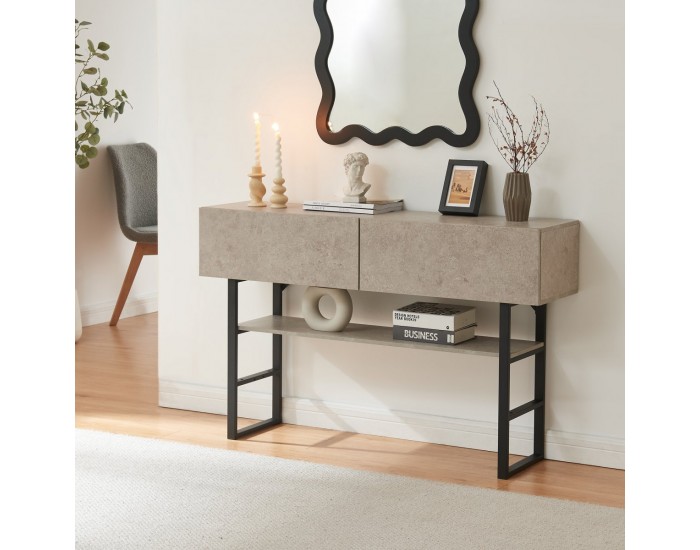 Конзолна маса Varberg 75x120x30 cm вид бетон, светла []