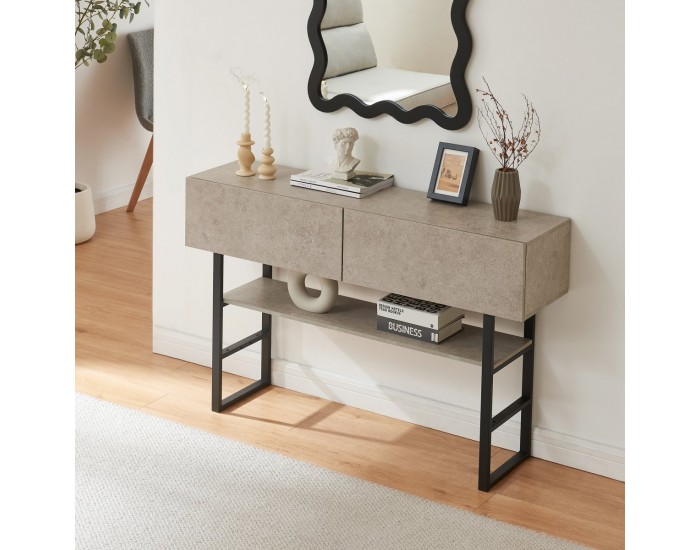 Конзолна маса Varberg 75x120x30 cm вид бетон, светла []