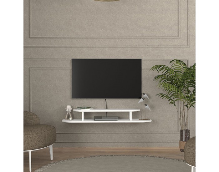 ТВ ниска табла за окачване Targema 120x30x16 см Бяла []