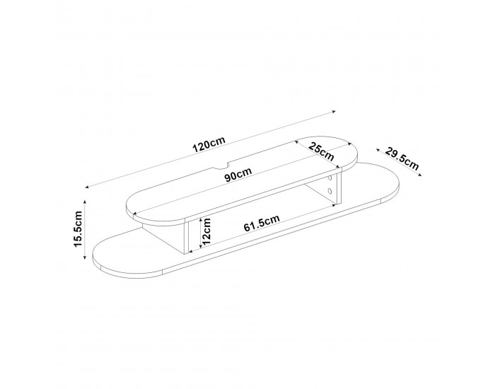 ТВ ниска табла за окачване Targema 120x30x16 см Бяла []