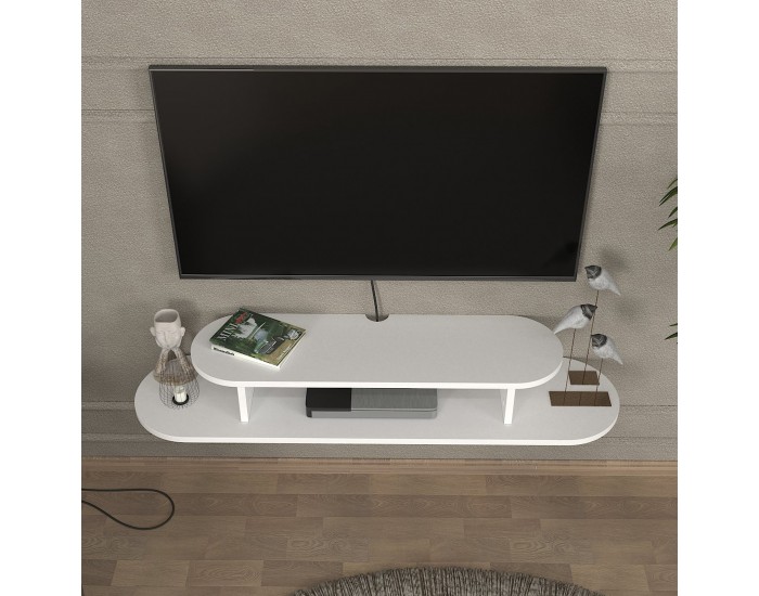 ТВ ниска табла за окачване Targema 120x30x16 см Бяла []