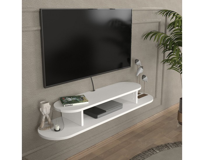 ТВ ниска табла за окачване Targema 120x30x16 см Бяла []