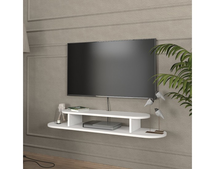 ТВ ниска табла за окачване Targema 120x30x16 см Бяла []