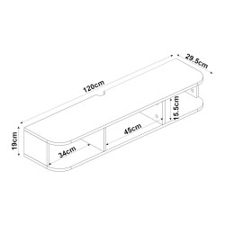 Висяща ниска дъска за телевизор Oundsvas 120x30x19 cm Бяла [] - ТВ шкафове