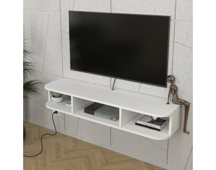 Висяща ниска дъска за телевизор Oundsvas 120x30x19 cm Бяла []