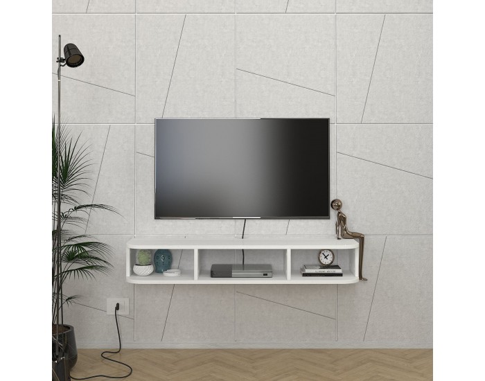 Висяща ниска дъска за телевизор Oundsvas 120x30x19 cm Бяла []