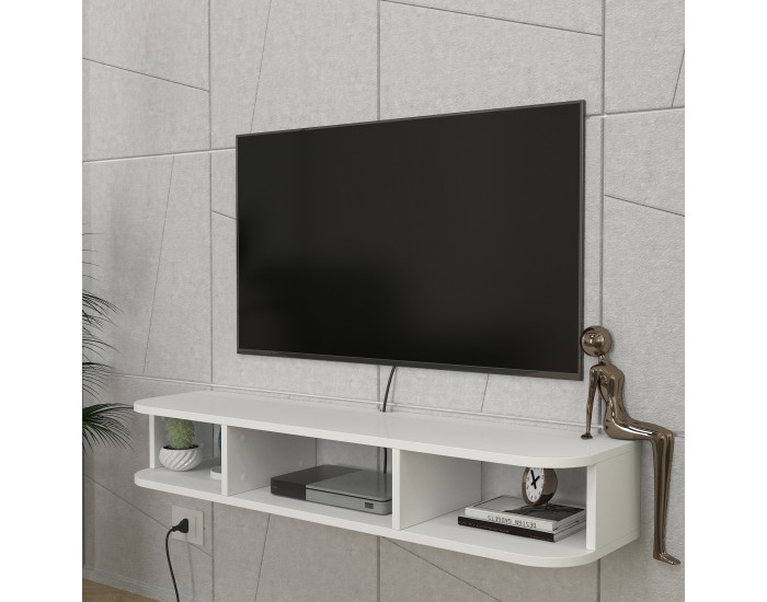 Висяща ниска дъска за телевизор Oundsvas 120x30x19 cm Бяла []
