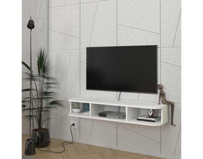 Висяща ниска дъска за телевизор Oundsvas 120x30x19 cm Бяла []
