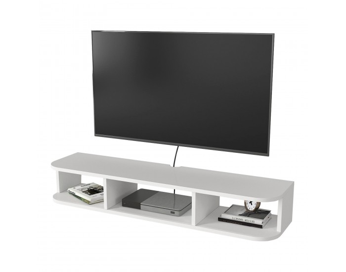 Висяща ниска дъска за телевизор Oundsvas 120x30x19 cm Бяла []
