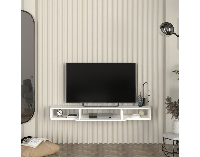 Телевизор ниска табла висяща Aar 135x30x16 см бял []