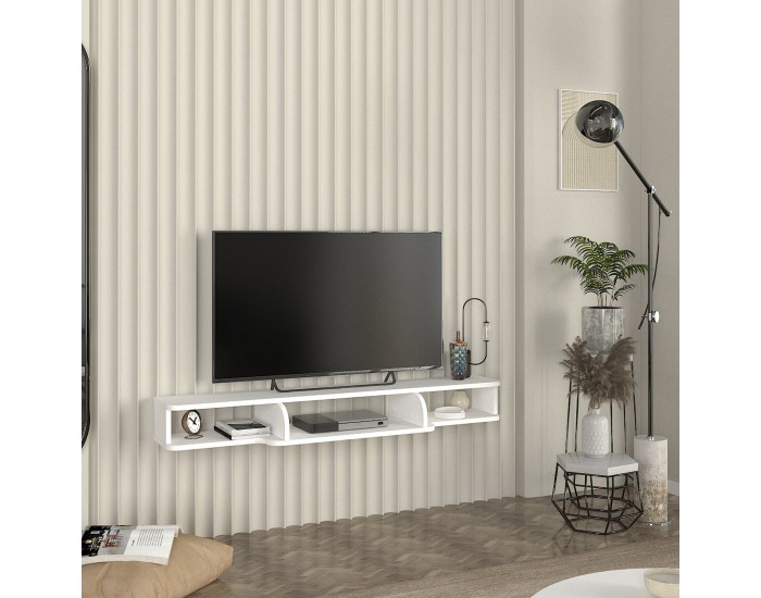 Телевизор ниска табла висяща Aar 135x30x16 см бял []