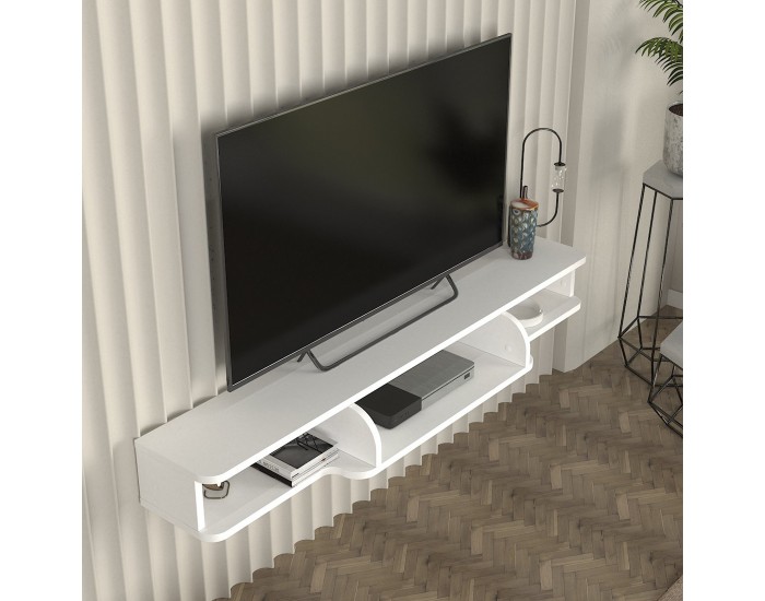 Телевизор ниска табла висяща Aar 135x30x16 см бял []