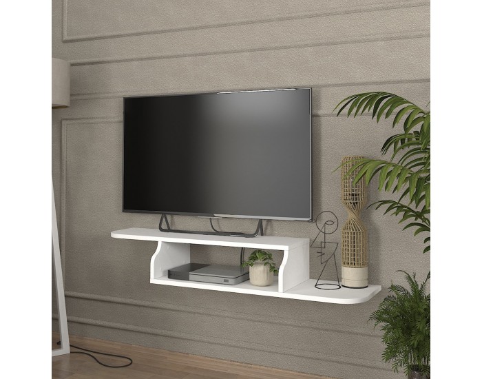 Висяща дъска за телевизор Kershaby 120x30x19 см Бяла []