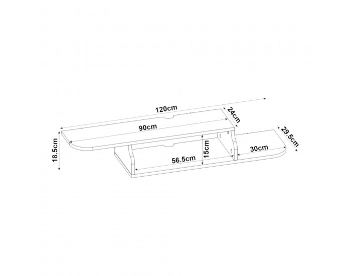 Висяща дъска за телевизор Kershaby 120x30x19 см Бяла []