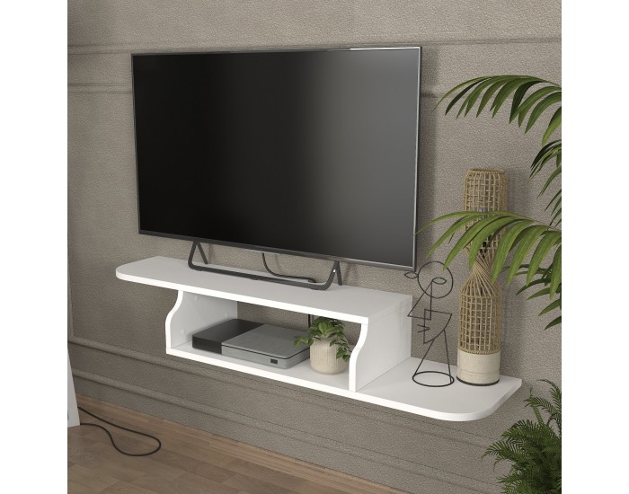 Висяща дъска за телевизор Kershaby 120x30x19 см Бяла []