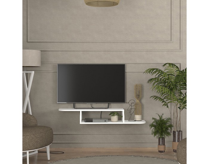 Висяща дъска за телевизор Kershaby 120x30x19 см Бяла []
