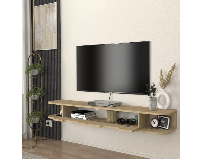 Висяща ниска табла за телевизор Karjali 150x30x19 см вид дъб []