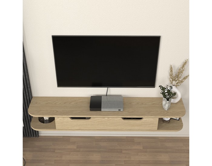 Висяща ниска табла за телевизор Karjali 150x30x19 см вид дъб []