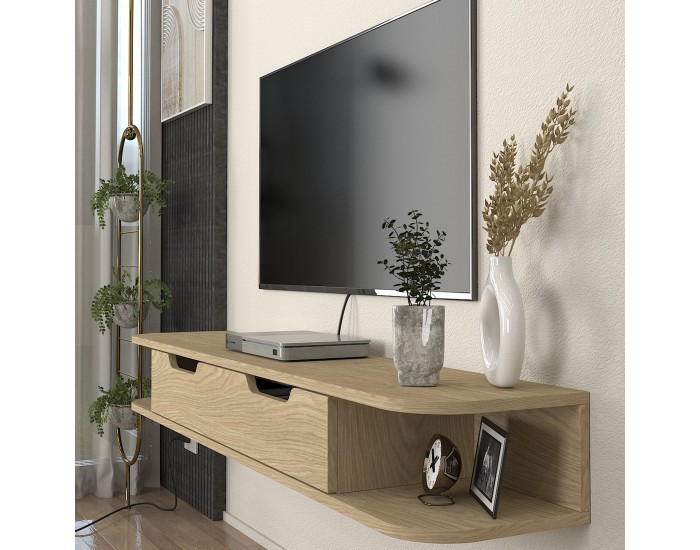 Висяща ниска табла за телевизор Karjali 150x30x19 см вид дъб []