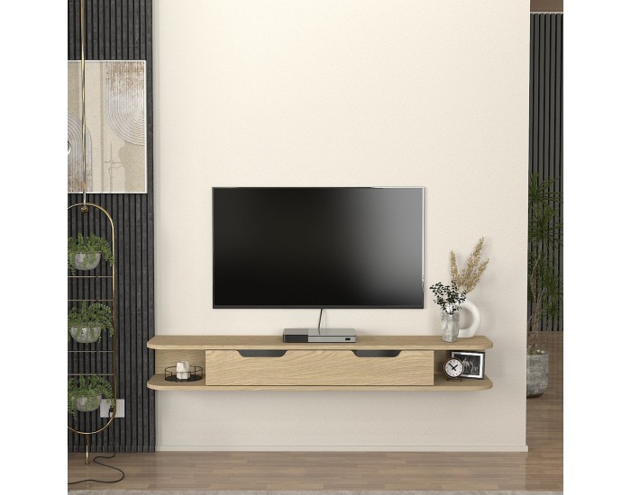 Висяща ниска табла за телевизор Karjali 150x30x19 см вид дъб []