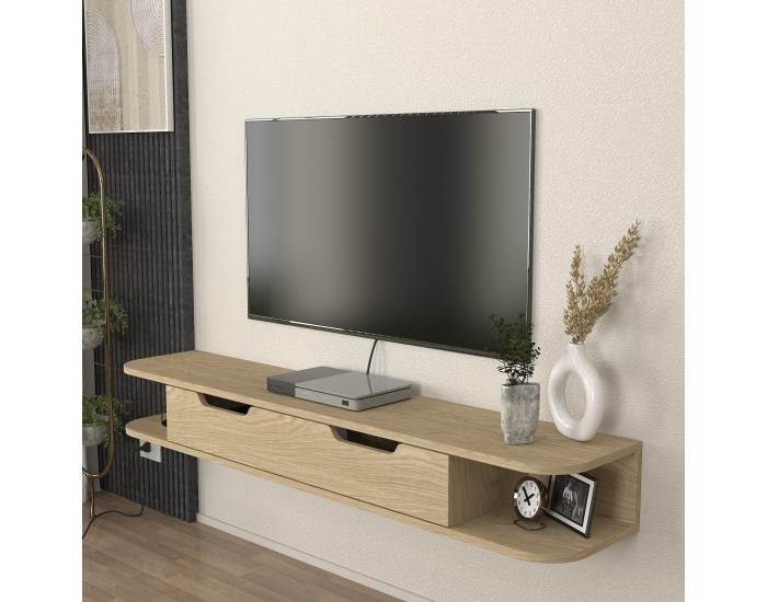 Висяща ниска табла за телевизор Karjali 150x30x19 см вид дъб []