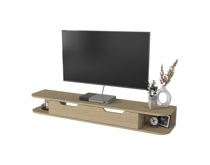 Висяща ниска табла за телевизор Karjali 150x30x19 см вид дъб []
