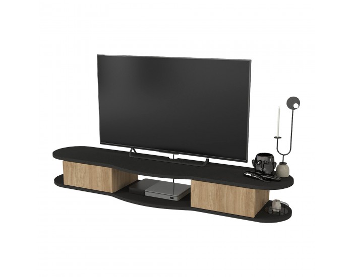 Висяща ниска дъска за телевизор Nyskiri 150x35x19 см антрацит/дъб []