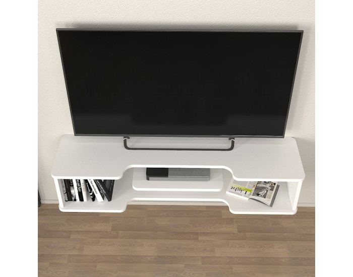Висяща дъска за телевизор Yrela 120x30x26 см Бяла []