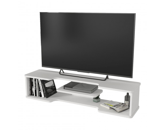 Висяща дъска за телевизор Yrela 120x30x26 см Бяла []
