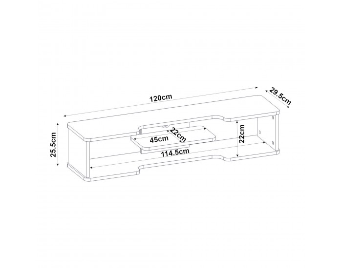 Висяща дъска за телевизор Yrela 120x30x26 см Бяла []