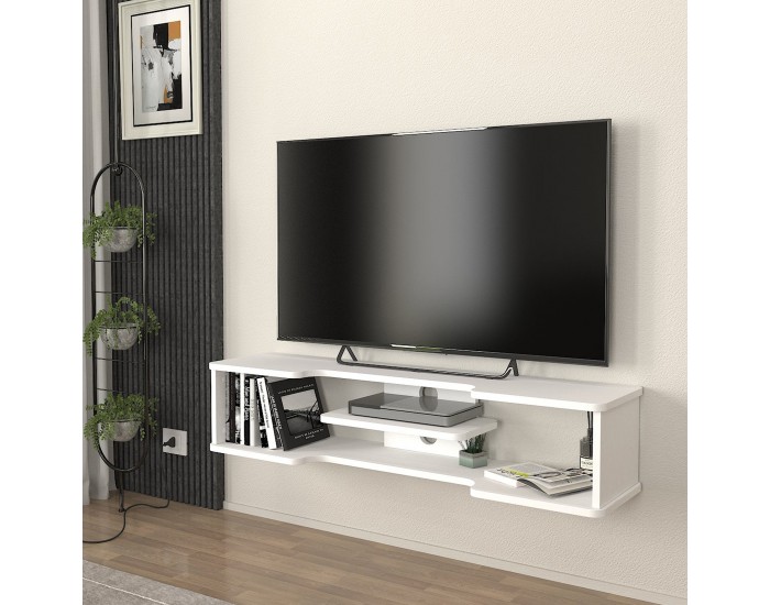 Висяща дъска за телевизор Yrela 120x30x26 см Бяла []