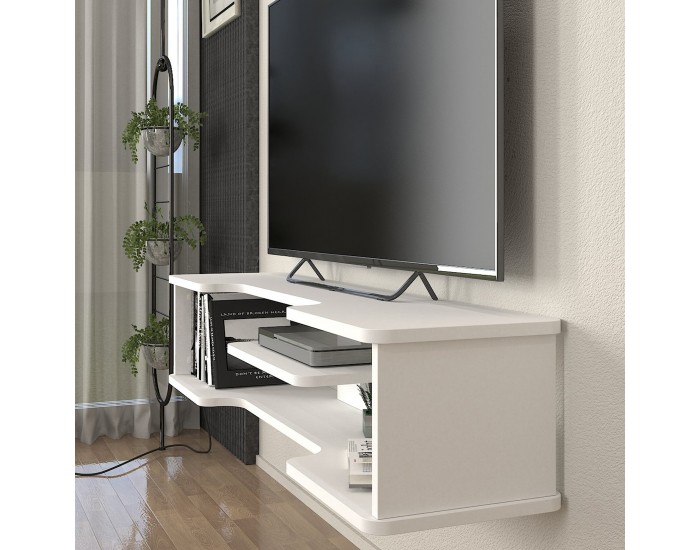 Висяща дъска за телевизор Yrela 120x30x26 см Бяла []