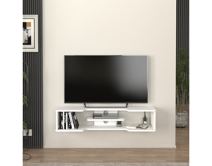 Висяща дъска за телевизор Yrela 120x30x26 см Бяла []
