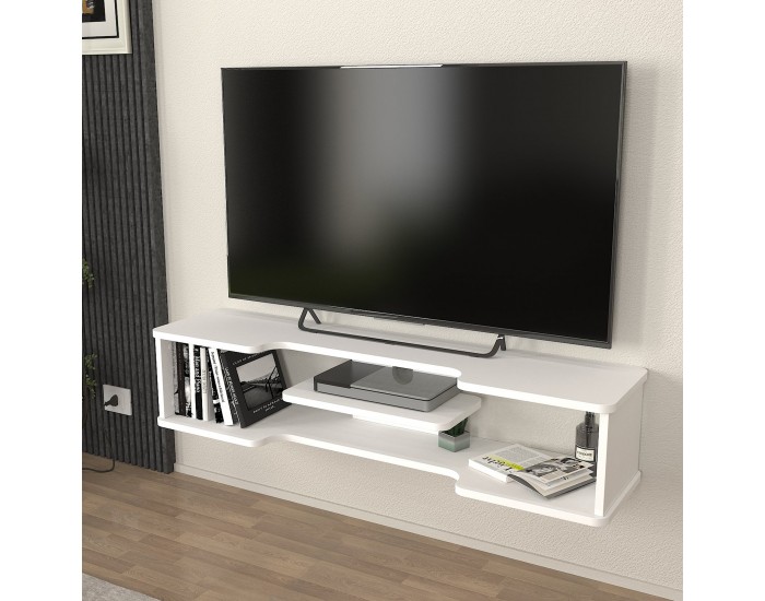 Висяща дъска за телевизор Yrela 120x30x26 см Бяла []