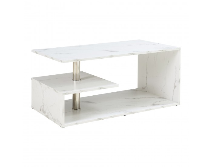 Маса за кафе Haarlem 90x50x41 см мраморна визия, бяла []