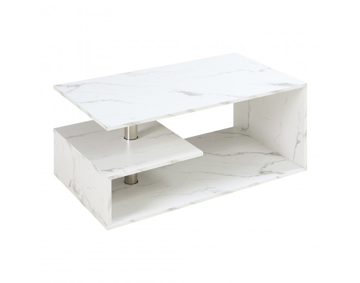 Маса за кафе Haarlem 90x50x41 см мраморна визия, бяла []