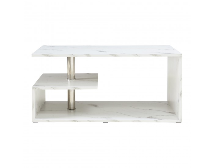 Маса за кафе Haarlem 90x50x41 см мраморна визия, бяла []