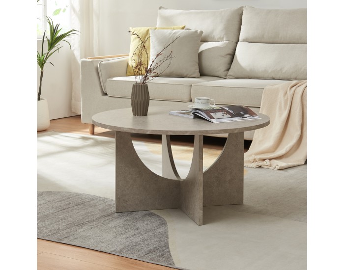 Маса за кафе Rindal 80x42 см визия на бетон, светла []