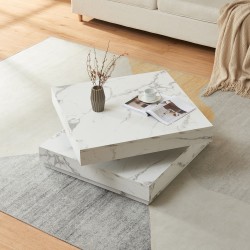 Холна маса Florence 76x76x38 см мраморна визия, бяла [] - Холни маси