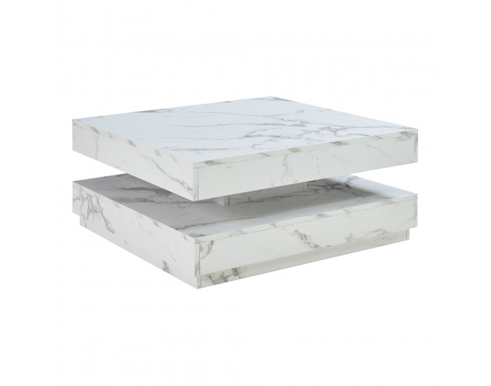 Холна маса Florence 76x76x38 см мраморна визия, бяла []