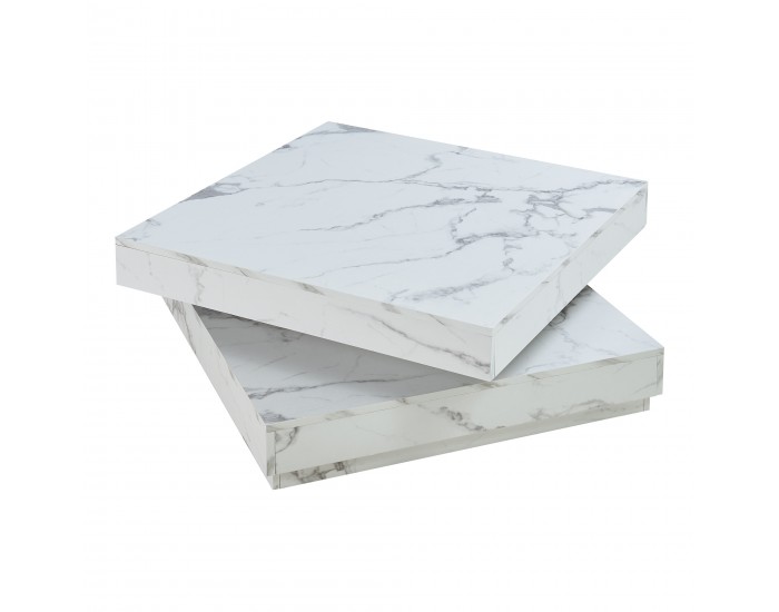 Холна маса Florence 76x76x38 см мраморна визия, бяла []